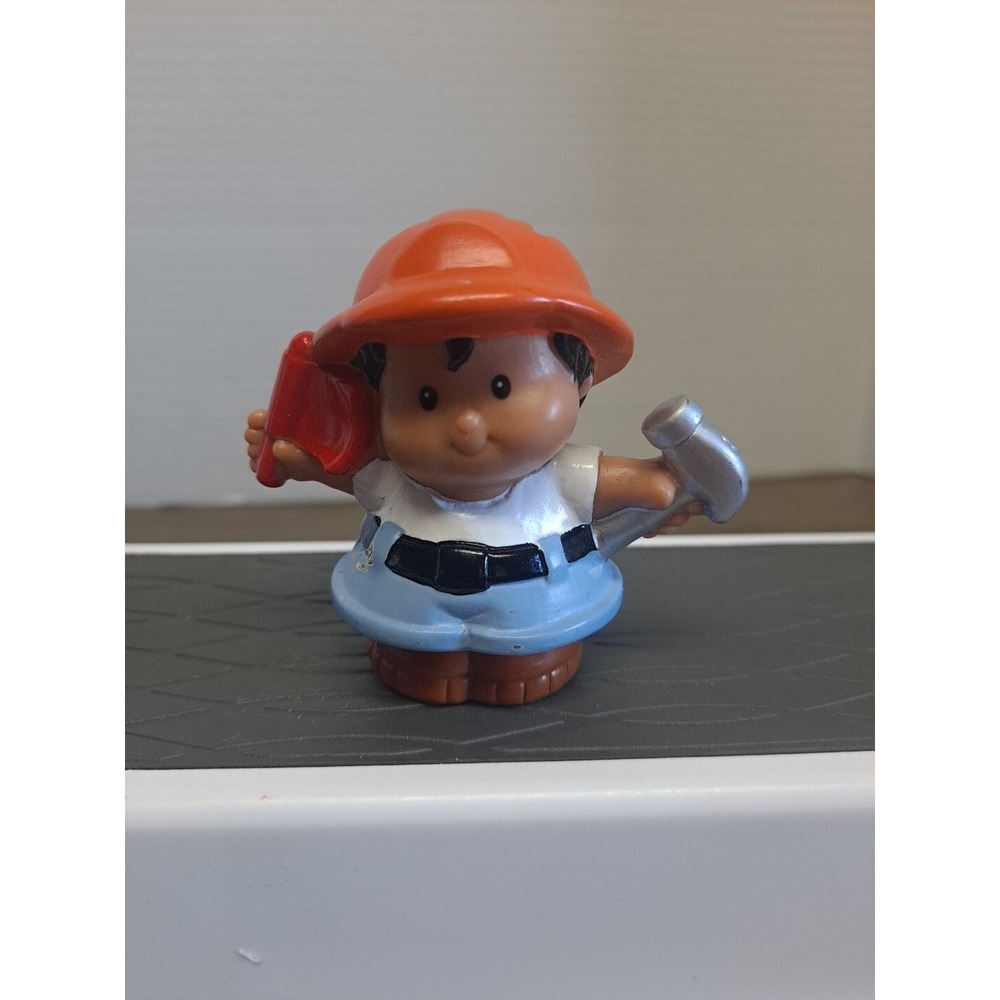 2001 Fisher Price Little People Girl Construction Worker Hardhat‎ Flag Hammer